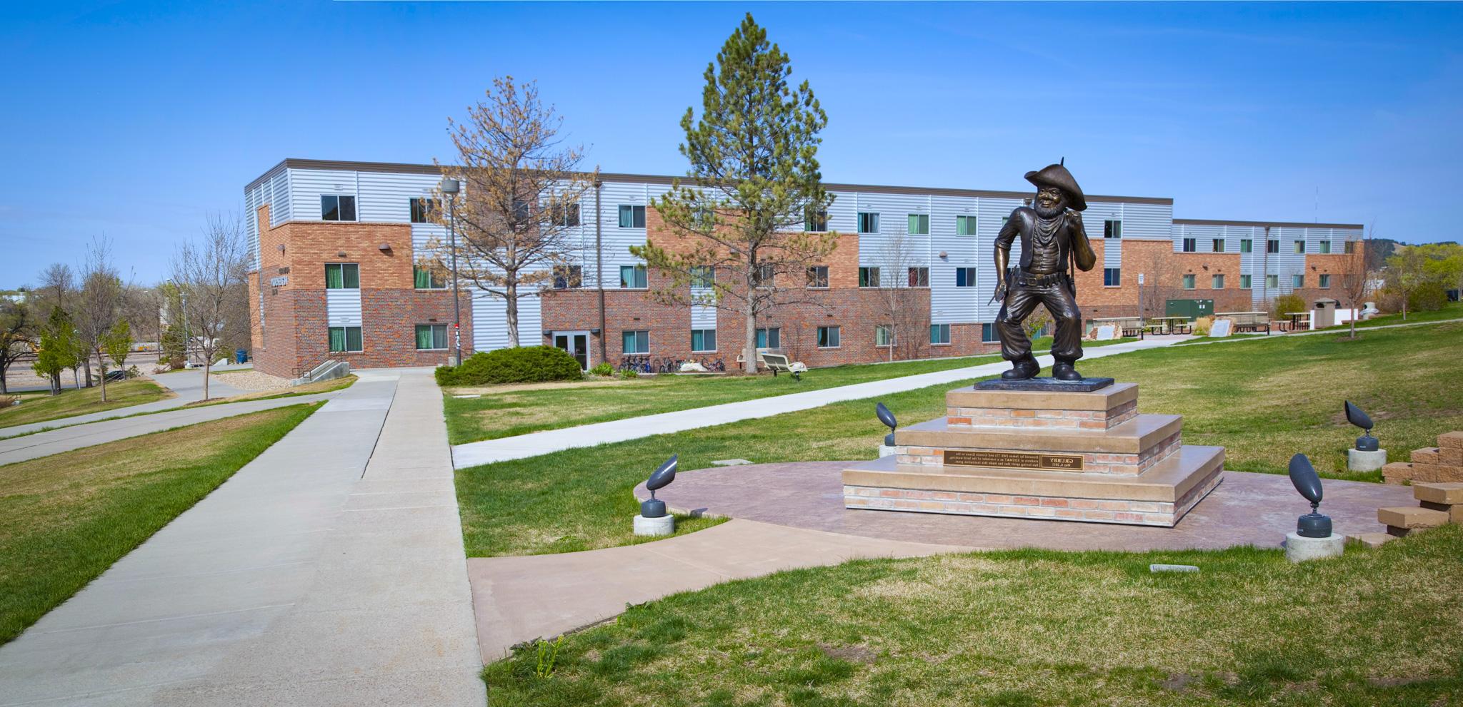 Peterson Hall with Grubby Statue